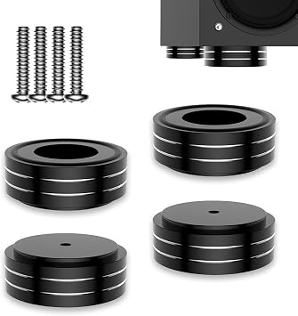 Viborg HiFi Speaker Spikes Isolation Feet Pads 58x22MM, 4X Audio Shock Absorber Aluminum Subwoofer Isolator with Rubber Ring and Mounting ScrewsM4*0.7 for AMP Turntable DAC Recorder