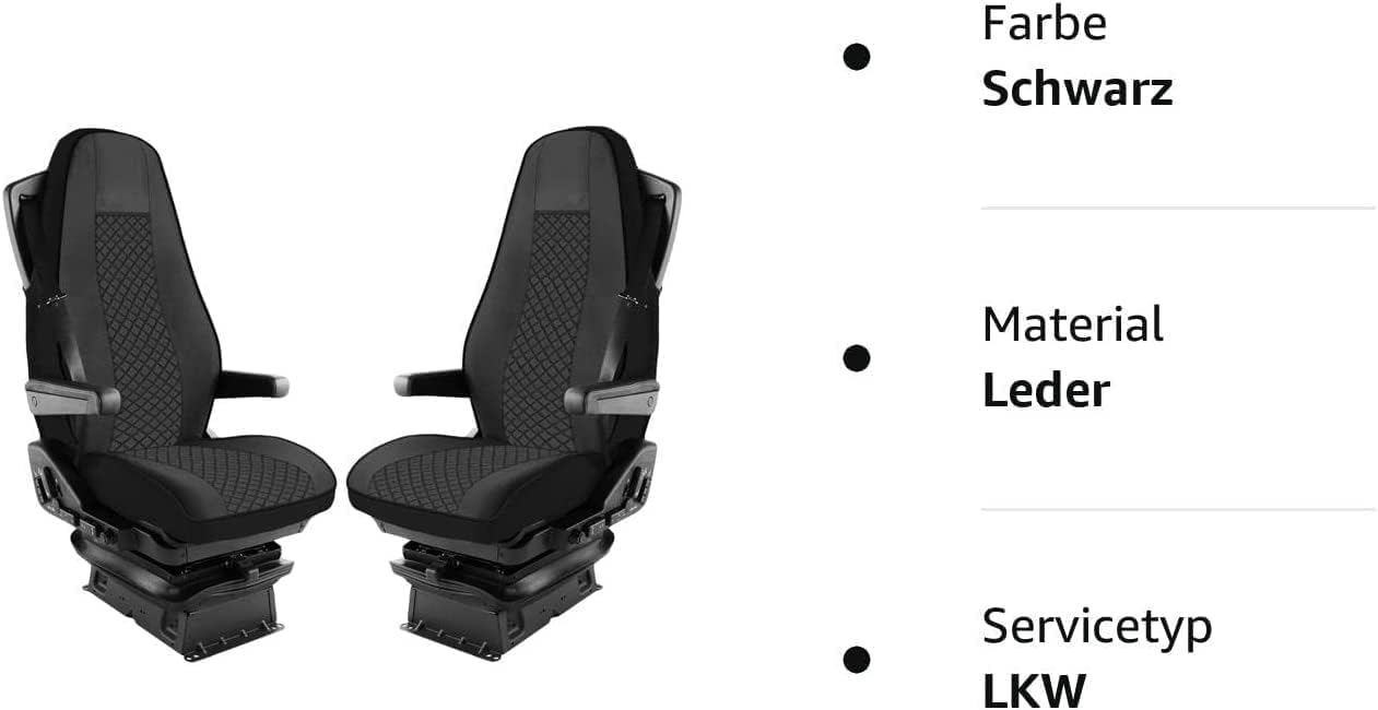 Juego de fundas de asiento de piel sintética 1 + 1 para camión – Ajuste para Volvo Fh Euro 6 – Gris