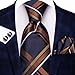 Dubulle Mens Blue Orange Plaid Ties and Lapel Pin 4Pcs Set Silk Formal Necktie with Pocket Square Cufflinks Wedding Party