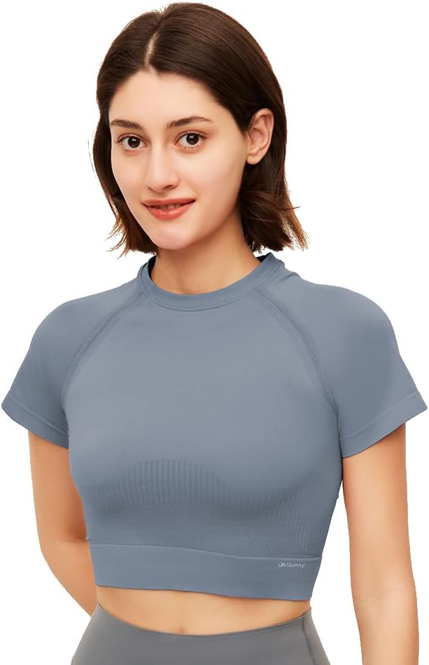 Sexy Crop Tops for Women Basic Short Sleeve T-Shirt UPF50+ Anti-UV Crew Top YLT3M131