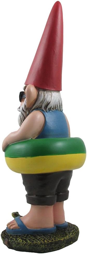 No Peeing in The Pool Lifeguard Gnome with Sunglasses Statue for Whimsical Outdoor Poolside or Beach & Tropical Garden Decor Sculptures and Retirement & Housewarming Gifts
