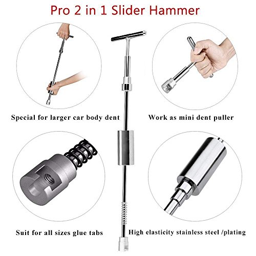 Super PDR 68pcs Auto Body Paintless Dent Removal Repair Tools Kits Dent Lifter Slide Hammer Pro Tabs Tap Down LED Reflector Board with Tool Bag - Thumbnail 2