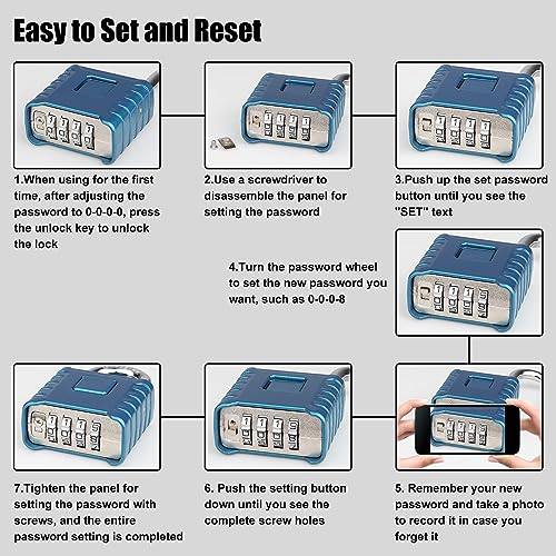 Cadeado resistente a intempéries [desbloqueio com um toque], cadeado grande com combinação externa D