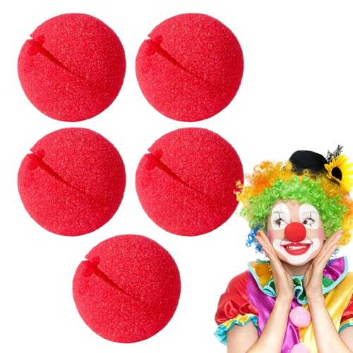 5 Stück Clownsnasen Rot Red Clown Nase Clown Nasen Rot aus Schaumstoff Rote Nasen für Fasching Karneval Halloween und Mottopartys Kostümzubehör für Clown Zirkus und Red Nose Day