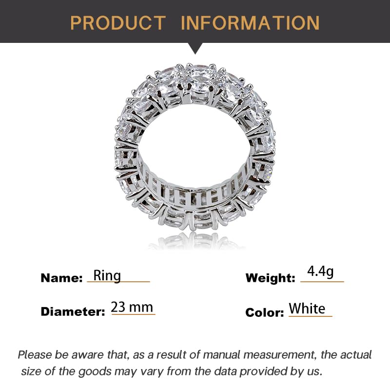 14K Gold Double-Row Inlaid Moissanite Ring, Men's Hip-Hop Style Ring, A Dual Row Statement for Bold Personalities,Gifts for Dad2