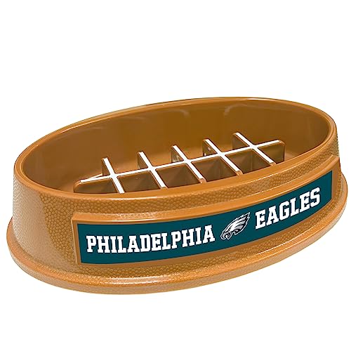 Image of NFL Super-Bowl Philadelphia Eagles Slow Feeder Dog & Cat Bowl. Football Design for Healthy Digestion. Non-Slip for Large & Small Pets