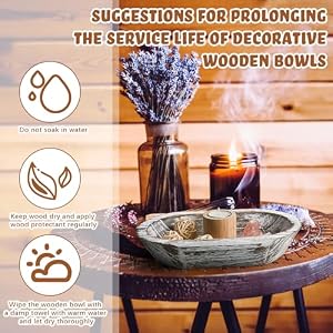 Tessco Decorative Bowls for Home 2 Pcs Wooden Dough Bowl Wooden Bowls Rustic Bread Bowl Long Wooden Bowl for Kitchen Dining Table Home Decoration White10 x 6 x 2 Inch 14 x 10 x 2 Inch