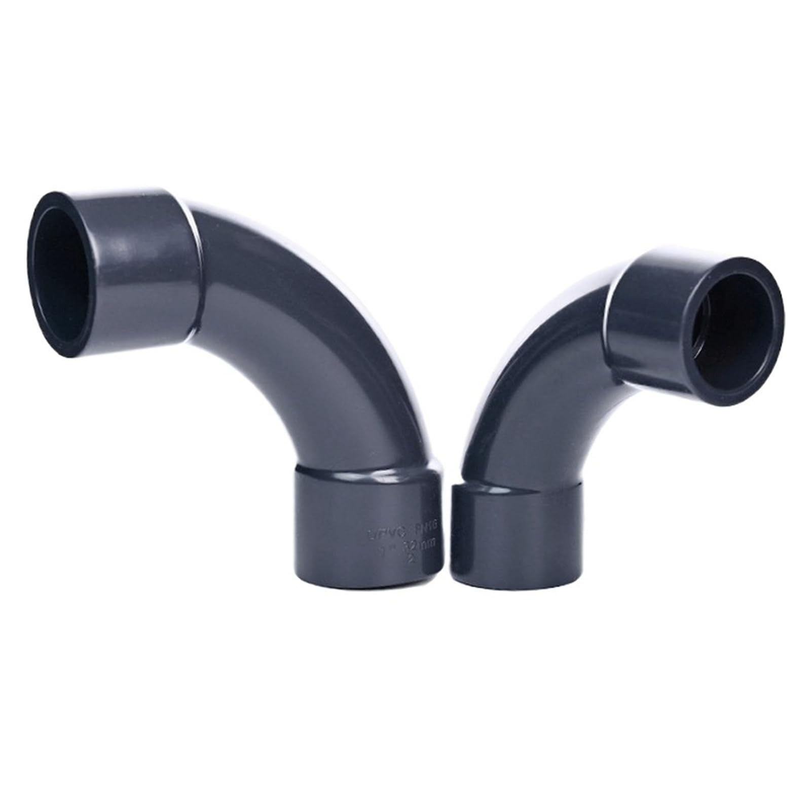 I. D tuyau en PVC en forme de lune UPVC gris foncé, coude à 90 degrés, joint d'eau en plastique lent de 12 pouces, 20~63mm(I.D 40mm)