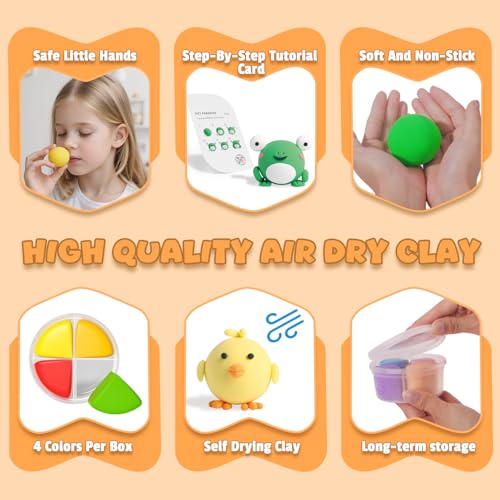 Air Dry Clay Kit for Kids - Safe, Non-Toxic, 12 Boxes with Tools - Image 5