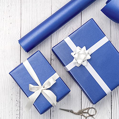 Image of RUSPEPA Royal Blue Matte Wrapping Paper - Solid Color Pearly - Luster Paper Perfect for Wedding, Christmas, Baby Shower -17 Inches X 32.8 Feet