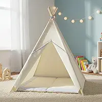 Barraca Cabana infantil com tapete acolchoado 135x110x110cm com detalhes em chevron cinza