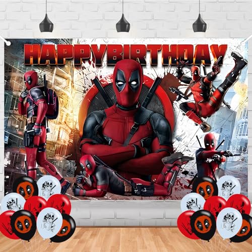 Dead Pool Birthday Backdrop Cartoon Hero Poster for Movie Theme Party Decorations Anime Birthday Supplies Background Studio Shoot Photo Props