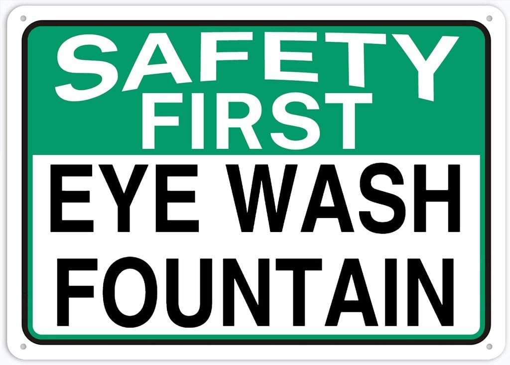 8"x12" Tin Metal Sign - Safety First Eye Wash Fountain - Decorative Plate For Shop, Yard, Garage, Outdoor Wall