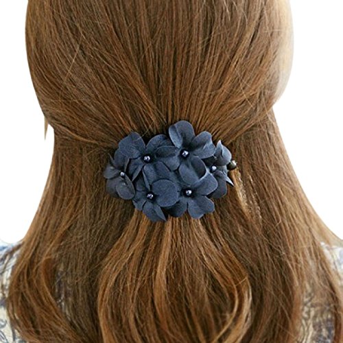 Coromose Women Handmade Flower Banana Barrette Hair Clip Hair Pin Claw (Blue)
