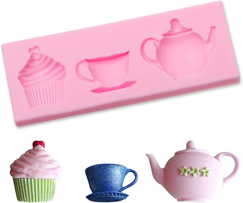 Miniatura 8 de Moldes de chocolate de silicona para fiesta de té, moldes de fondant en forma de cupcakes, pequeños moldes para hornear helados para decoraciones de