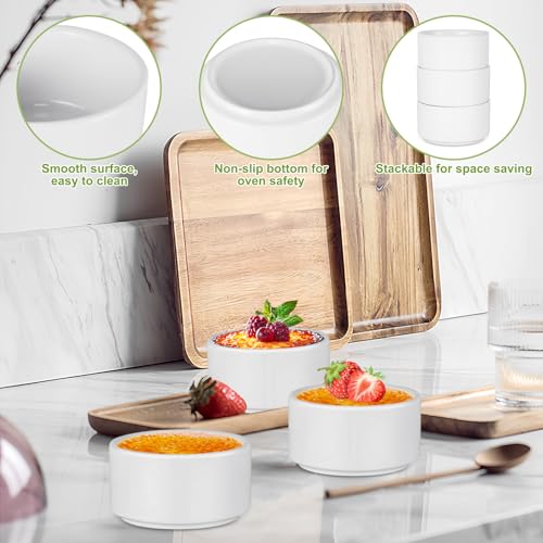 Porcelain Ramekins Set of 6,100ml White Ceramic Creme Brulee Ramekins,Souffle Dish Small Oven Dish for Air Fryer Ramekin Dishes for Souffle,Cupcakes,Pudding and Ice Cream - Image 4