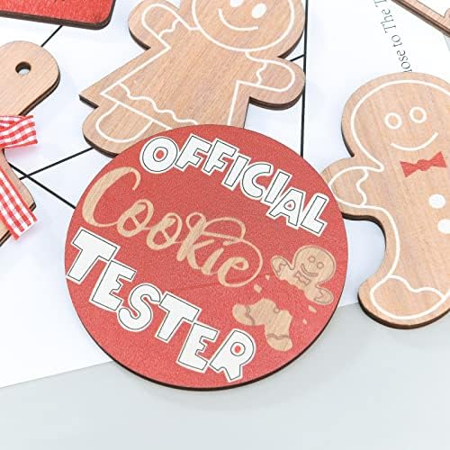 Teahutty 12PCS Christmas Decoration for Tiered Tray, Wooden Sign Xmas Tabletop Farmhouse Coffee Signs Rustic Tiered Tray Winter Gingerbread Decor for Xmas Winter Home Office