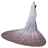 vestidos de novia color ivory - Este velo de la cabeza es fácil de unir al cabello a través del peine de metal