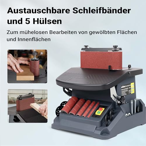 Kantenschleifmaschine Wiltec Spindelschleifer 500 W mit neigbarem Tisch
