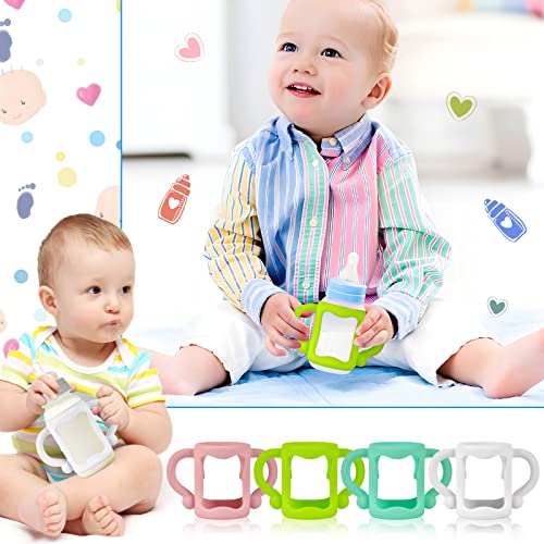 4-Pack Baby Bottle Handles For Dr Brown Narrow Baby Bottles, Marforever Bottle Holder For Baby Self Feeding, Soft Silicone Bottle Handles Baby Bottle Holder With Easy Grip Handle, No-Slip, Bpa-Free #TOP5