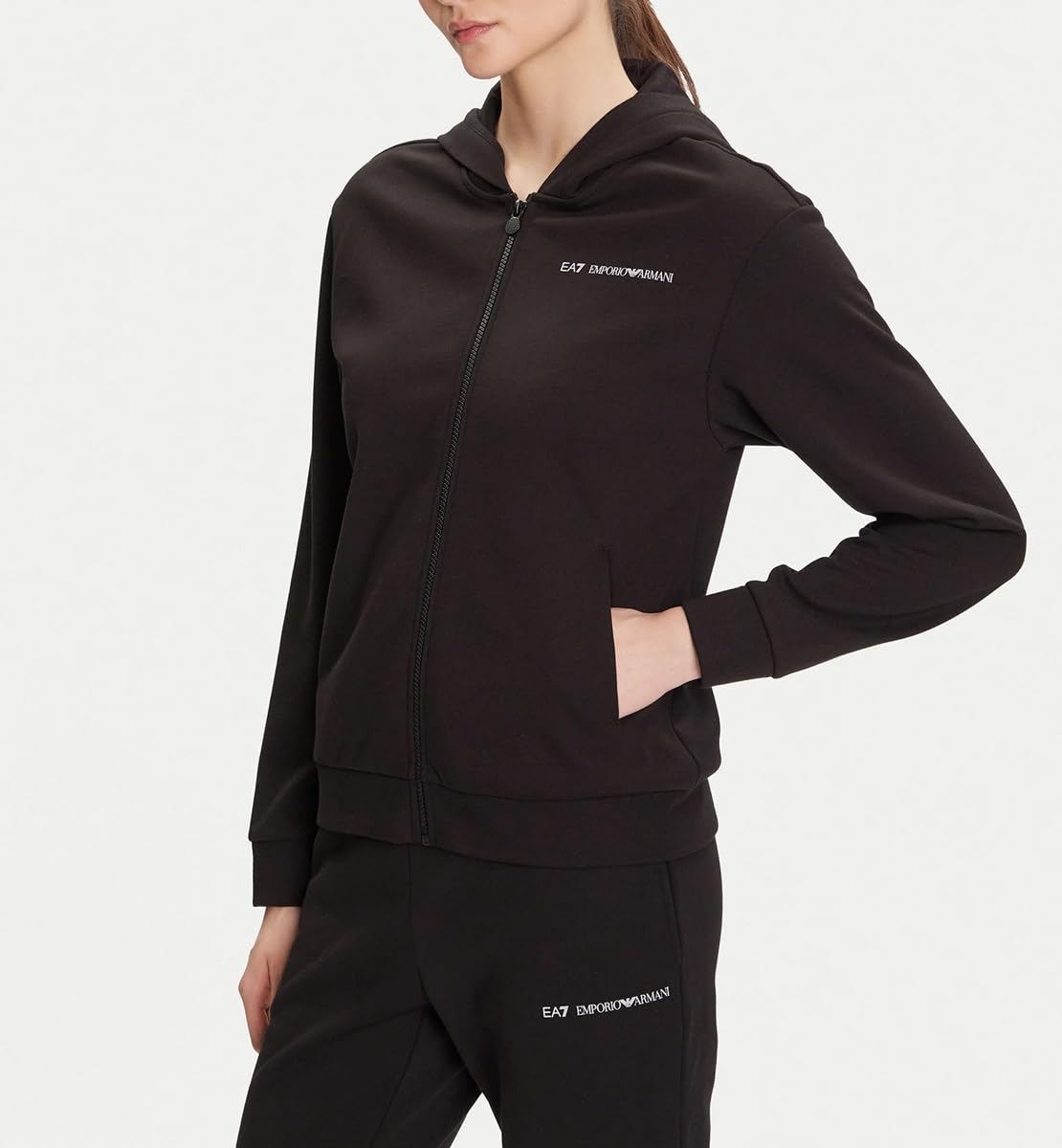 Emporio Armani EA7 Tuta da Donna Logo Series in Misto Cotone Felpato, 7W000802
