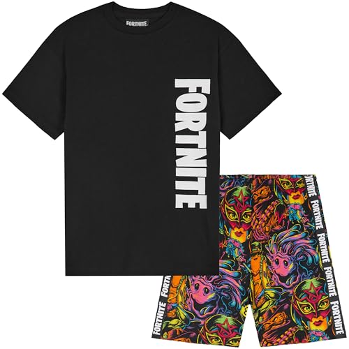 Fortnite Ensemble Pyjama Enfant Garcon 7 a 14 Ans, Coton T-Shirt Manches Courtes et Pyjama Short, Gaming Merchandise Cadeau Garcon (13-14 Ans, Multi, 1 Pack)