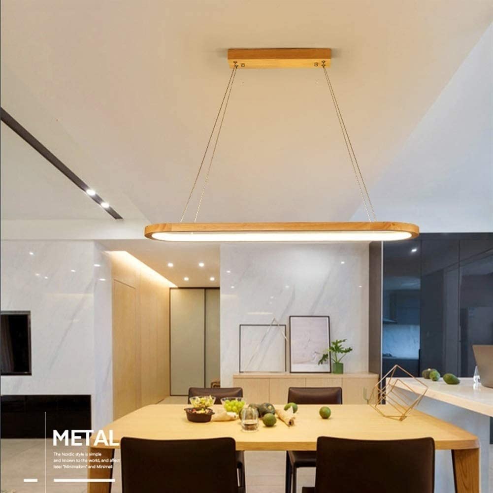 chandelier Lampa wisząca Nowoczesna lampa wisząca LED 33 W Drewniany żyrandol eliptyczny Biały Lampshde Wisząca lampa sufitowa do salonu Gabinet Bar Wyspa kuchenna Biurowa lampa wisząca pendant lamp