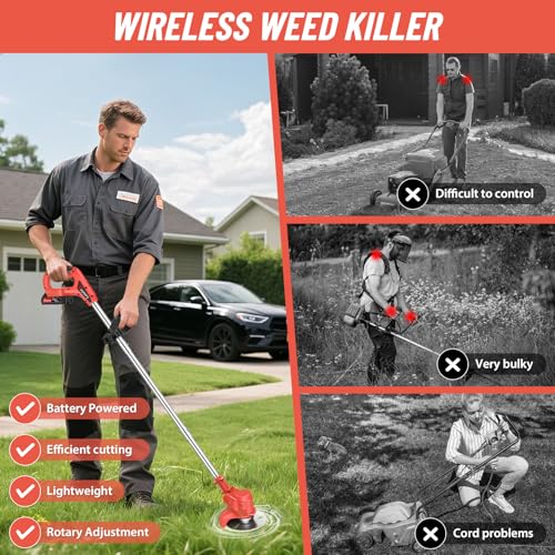 21V Cordless Strimmer, Telescopic Grass Trimmer with 10,000 RPM, 2 x 1500mAh Upgrade Batteries, Electric Garden Strimmer Grass Cutter for Your Garden and Lawn Care Needs 8 21V Cordless Strimmer, Telescopic Grass Trimmer with 10,000 RPM, 2 x 1500mAh Upgrade Batteries, Electric Garden Strimmer Grass Cutter for Your Garden and Lawn Care Needs - Image 8