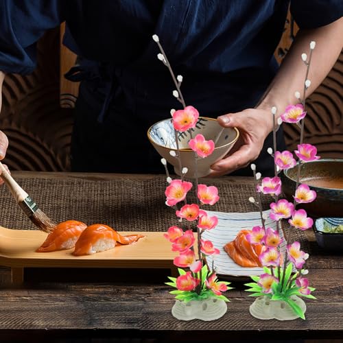 Decoración de sushi fácil de usar con flores artificiales para emplatados de sashimi limpios 8