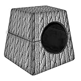  Arco Design Maison pour Chien/Chat 2-en-1 Tresse Niche Universelle Taille M 43x43 cm Gris