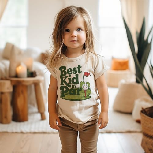 Funny Toddler Golfing Shirt - Best Kid By Par Golf Themed Birthday Outfit Boys & Girls Shirt - Natural Toddler & Youth Graphic Tee4