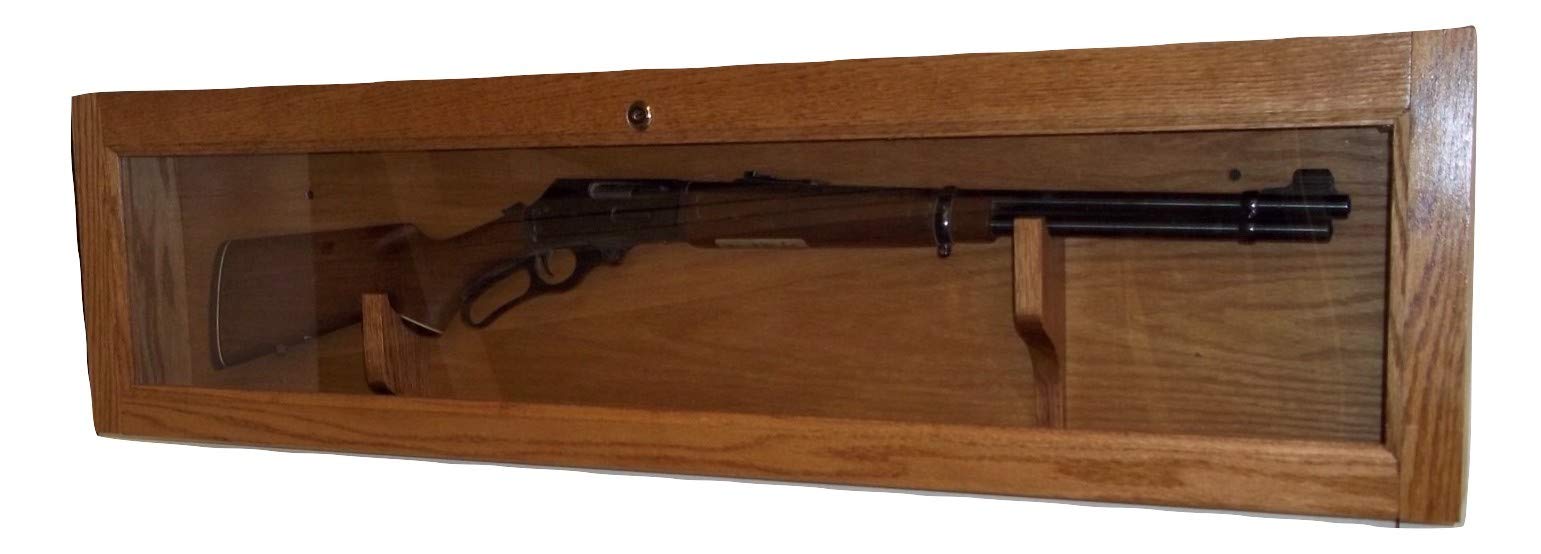 Locking Gun Display Cabinet Case for 30-30 with Golden Oak Finish