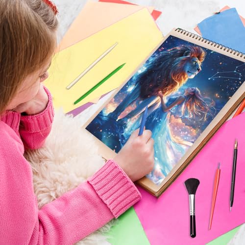 Scratch Art kit de 8 notes lumineuses arc-en-ciel avec outils de grattage - 6