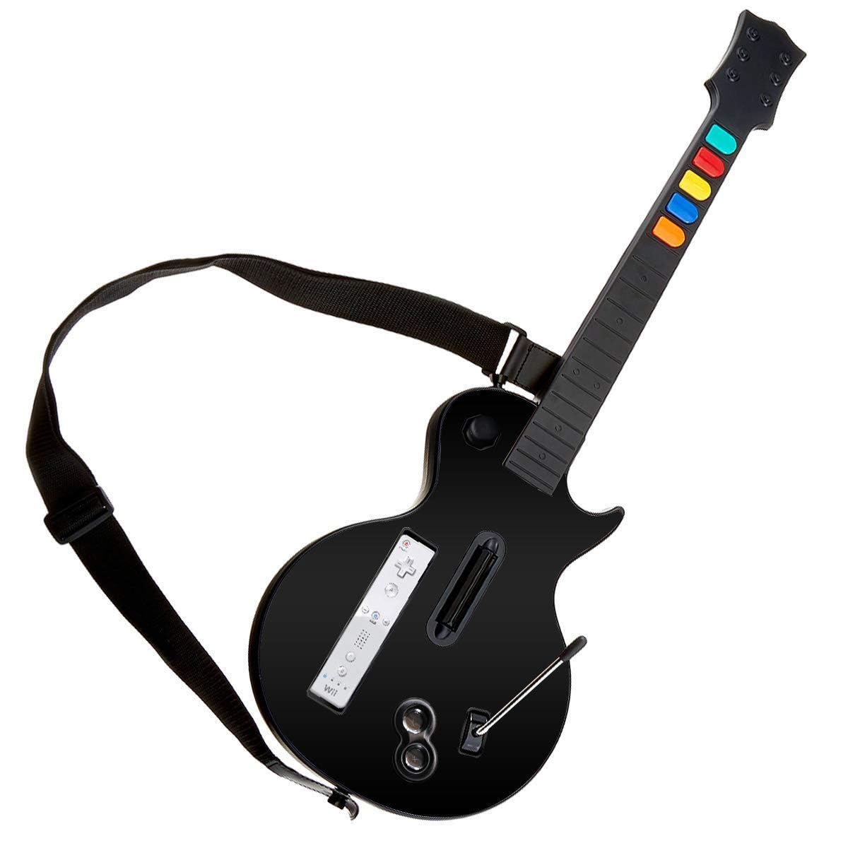 DOYO Wireless Wii Guitar Hero Controller for Guitar Hero Wii and Rock Band 2 Wii U Games (Excluding Rock Band 1) with Strap, Color Black