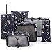 Dizdvizd Lot de 6 Cubes de Rangement Pliants, Sacs Rangement de Valise, Organiseurs de Bagage pour Voyage - Flamants