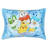 MORIPiLO 子供 枕 低め ポケモン ピカチュウ スポーツタイム ブルー 約28x39cm 肌にやさしい綿100生地 洗える カバー付き ぬいぐるみ クッション グッズ キャラクター まくらのモリシタ