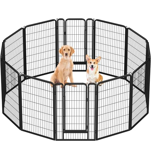 Yaheetech Recinto per Cani Grande 12 Pannelli 71 x 120 cm Conigli Animali Cuccioli per Casa da Interno e Esterno Giardino in Ferro Recinzione Rete Metallica Pieghevole e Portatile