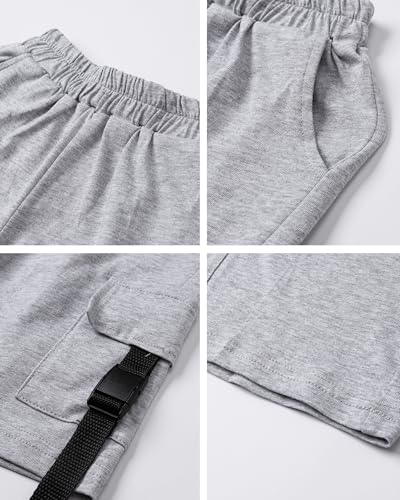 Image of SANGTREE 2Pcs Cotton Boys Clothes Short Sleeve T-Shirt and Shorts Teen Kids Summer Casual Outfit Boy Sets, 3-12 Years
