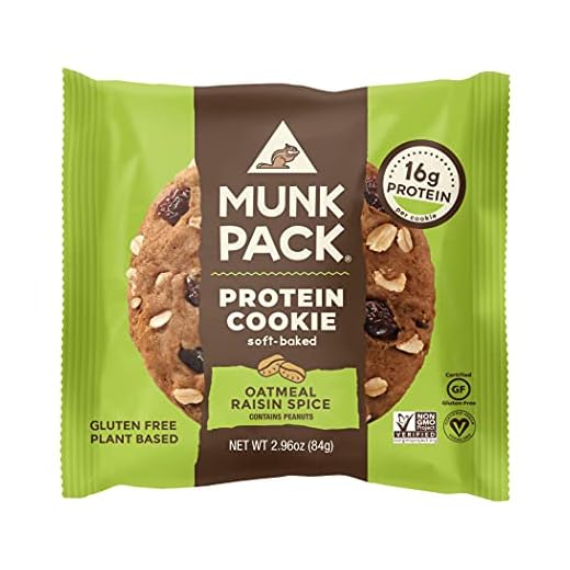 Munk Pack Oatmeal Raisin Spice Protein Cookie with 16 Grams of Protein | Soft Baked | Vegan | Gluten, Dairy and Soy Free | 6 Pack