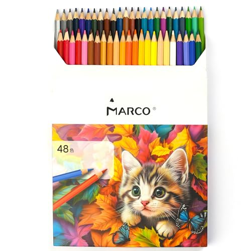 MARCO Ölbuntstifte 48 Farben – Vorgespitzt & Bruchsicher – Premium Set für Erwachsene & Künstler – Ideal für Malen, Zeichnen, Schule & Kunst