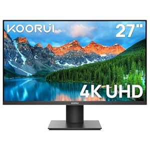 KOORUI 27 Inch Monitors, 4K UHD(3840 * 2160) IPS Computer Monitors, HDR10, 90% DCI-P3, Frameless, 2X HDMI 2.0 & DisplayPort 1.4, VESA Mountable, Eye Care
