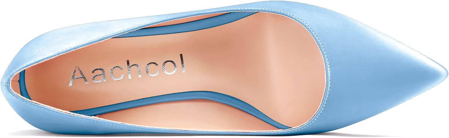 Aachcol Women Wedge Pumps Pointed Toe Mid Heel Slip-on Dress Shoes Wedding Party 2 Inch