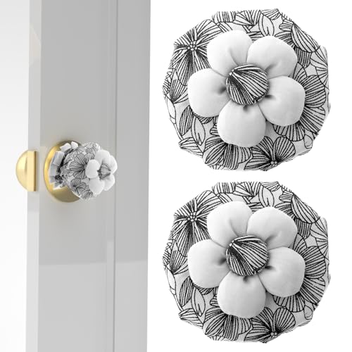 TIESOME 2 PCS Cotton Door Knob Covers with Floral,...