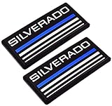 Aimoll 2pcs Cab Emblem Badge Side Roof Pillar Decal Plate for Chevy Silverado 88-98 90 91 Suburban Tahoe (Blue Line)