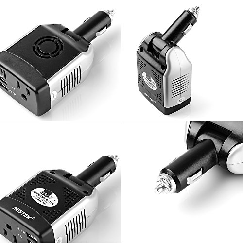 BESTEK 150W Power Inverter 12V to 110V Voltage Converter Car Charger Power Adapter with 2 USB Charging Ports (3.1A Shared)