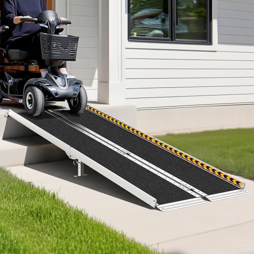 5FT Ramp for Wheelchair for Home Steps, gardhom 800Lbs Load Capacity Anti-Slip Aluminum Portable Folding Handicap Ramp for Home Entrance Threshold Doorways Stairs Curbs Scooter