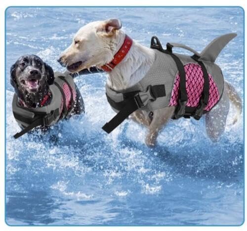 VBM Dog Life Jacket for Swimming Pet Safety Vest Adjustable Safety Jacket for Dog Lifesaver Swimming Training, Summer Swimwear Ripstop Float Coat (Pink, L) 1