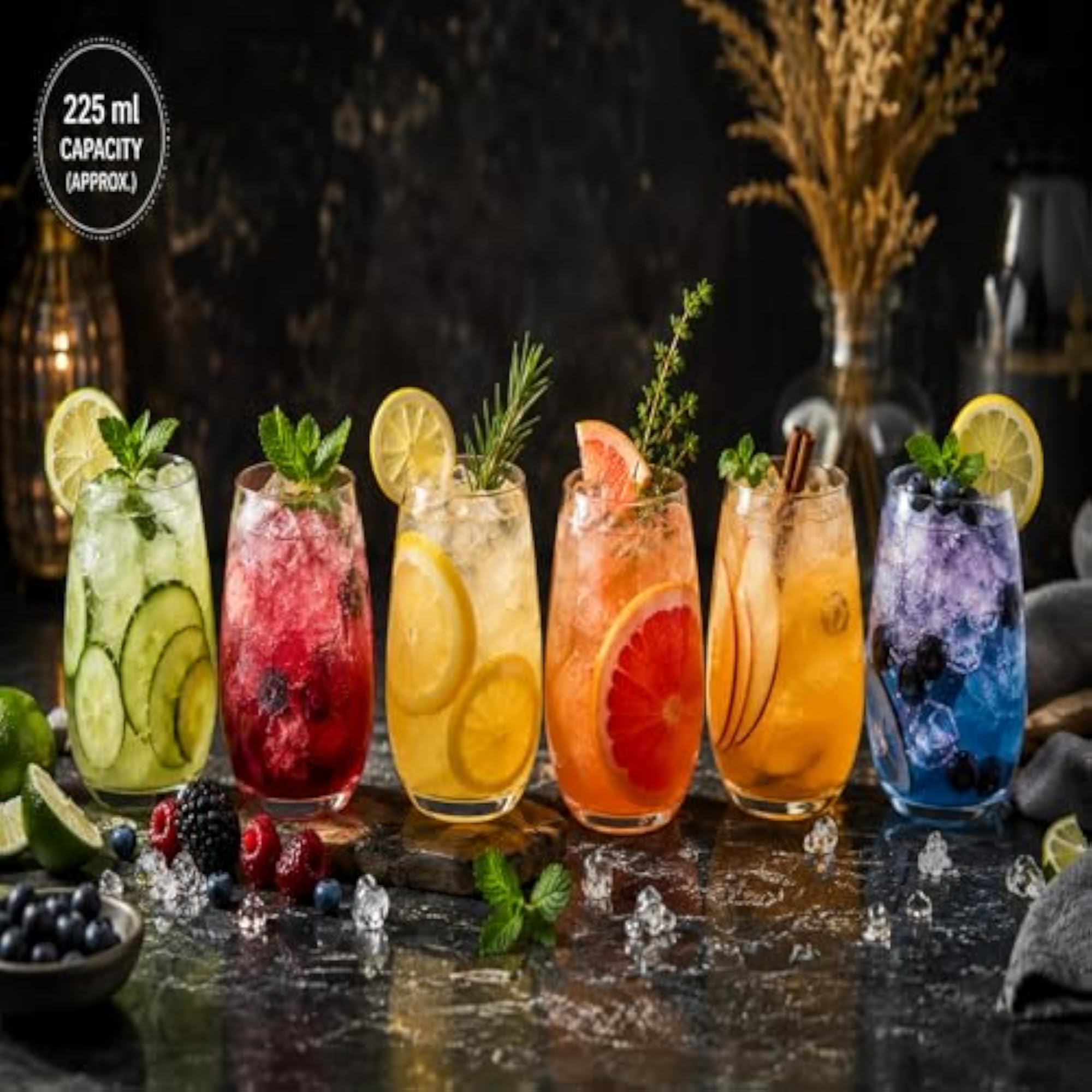 Stemless Glasses Set of 6, Multipurpose Drinking Glasses