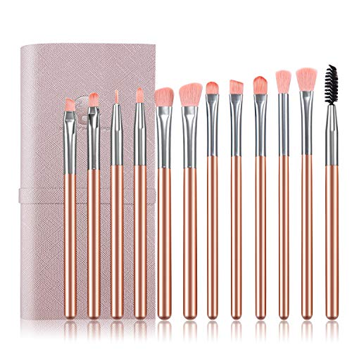 Eyeshadow Brushes Start Makers 12Pcs Champagne Eye Makeup Brushes Set Soft Make Up Brush Including Eyeliner Eyeshadow Eyebrow Concealer brush with cosmetic Bag