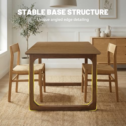 Image of HNY Extendable Wood Dining Table for 4-8, 71 inch Inch Modern Rectangular Kitchen Tables with Wooden Base Farmhouse Dinner Table for Dining Room, Living Room, Home, Walnut